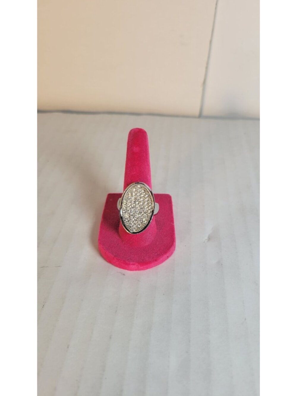 Lia Sophia Silver Tone Sparkling Oval Pave Crystal Ring Size 7